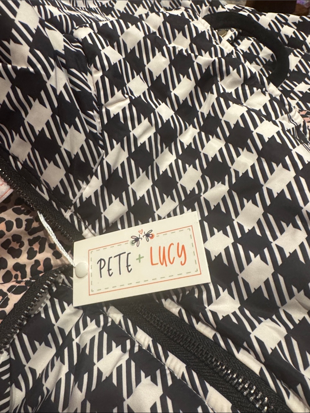PETITE Sophisticated Black & White Houndstooth Zip-Front Vest - Picture 3 of 3